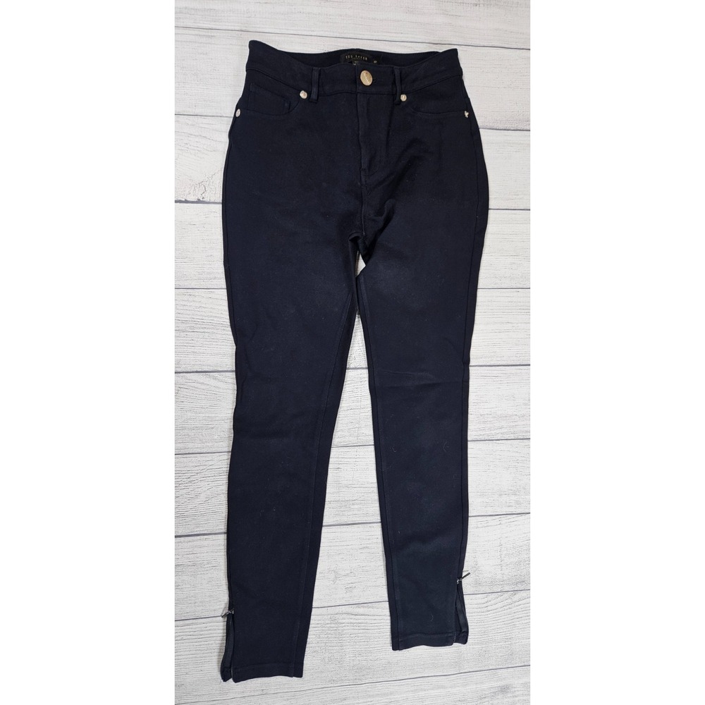 Ted Baker London Pants Womens Size 0 Navy Stretch Ankle Zip Skinny Slim Fit